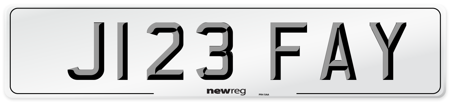 J123 FAY Number Plate from New Reg